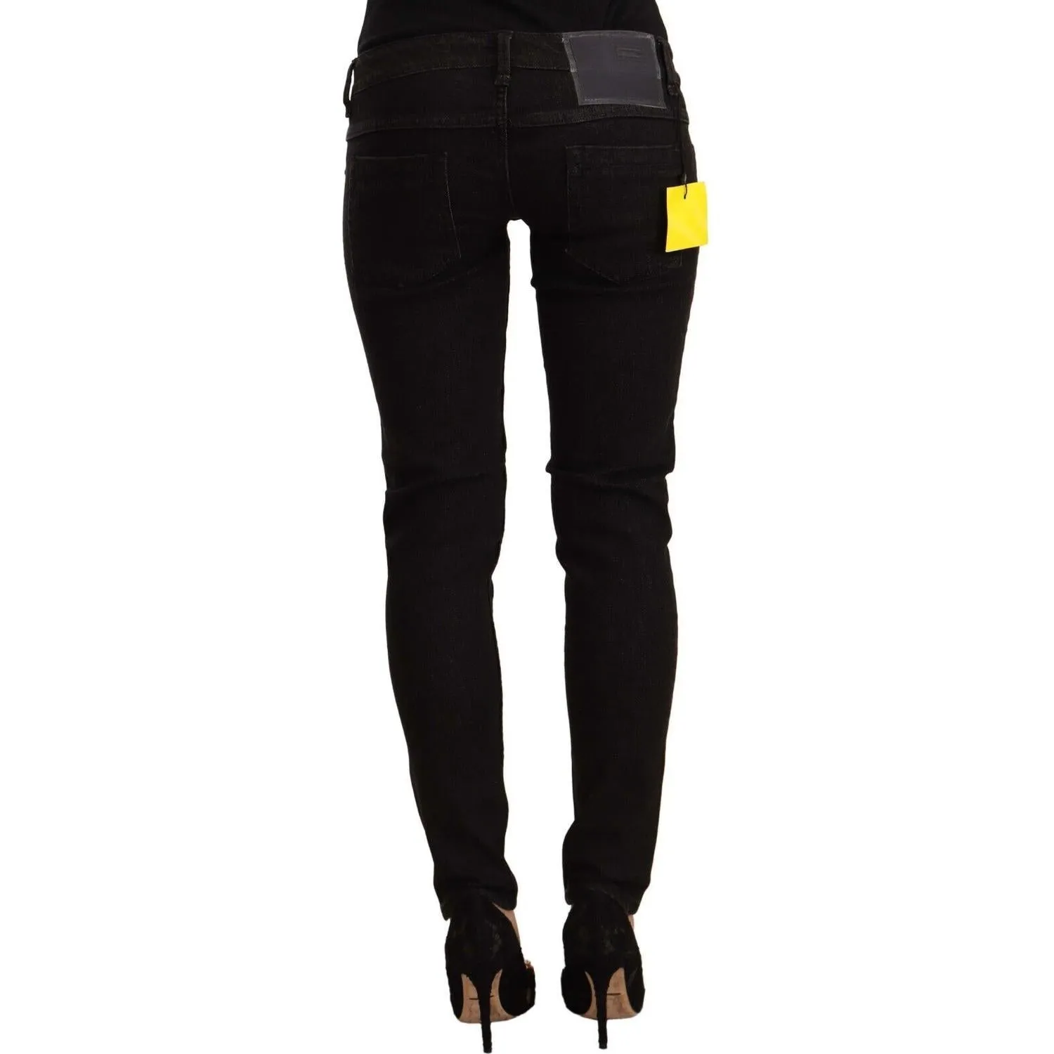 Acht Sleek Skinny Low Waist Black Jeans