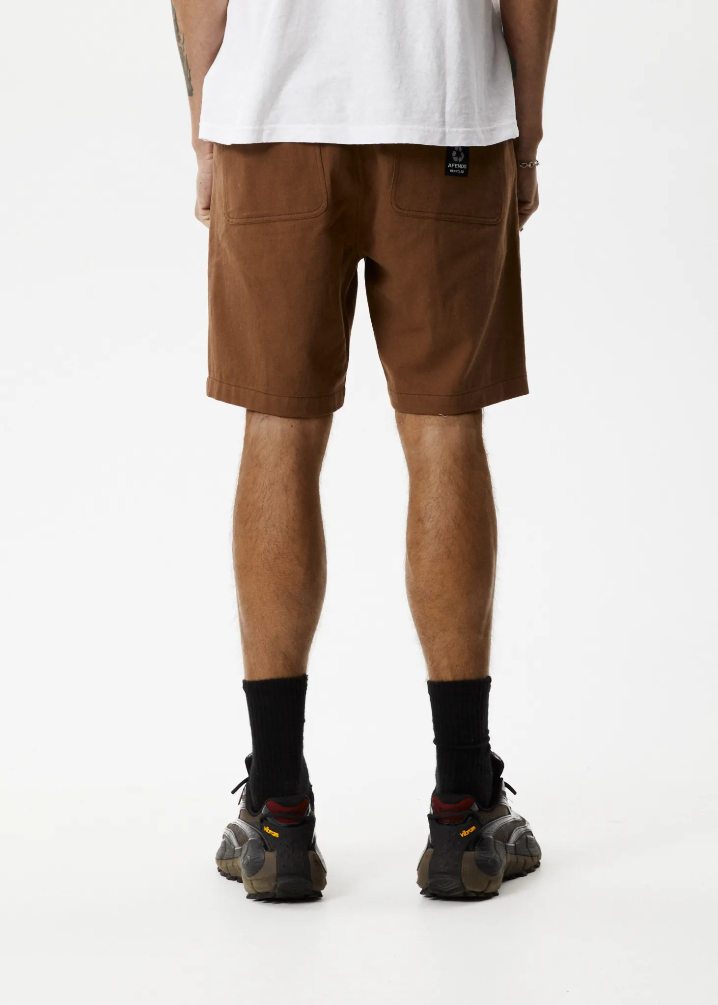 AFENDS Mens Ninety Twos - Fixed Waist Shorts 19" - Toffee