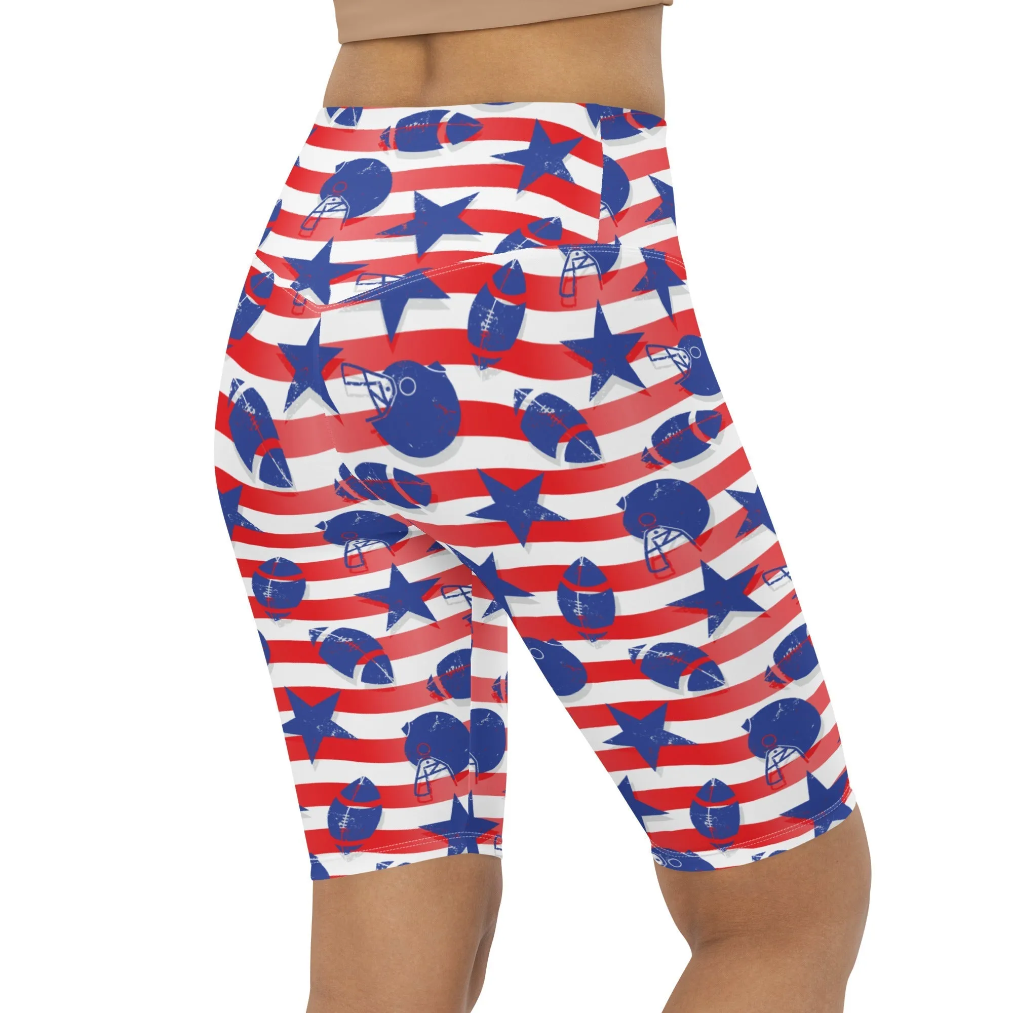 American Football Pattern Biker Shorts