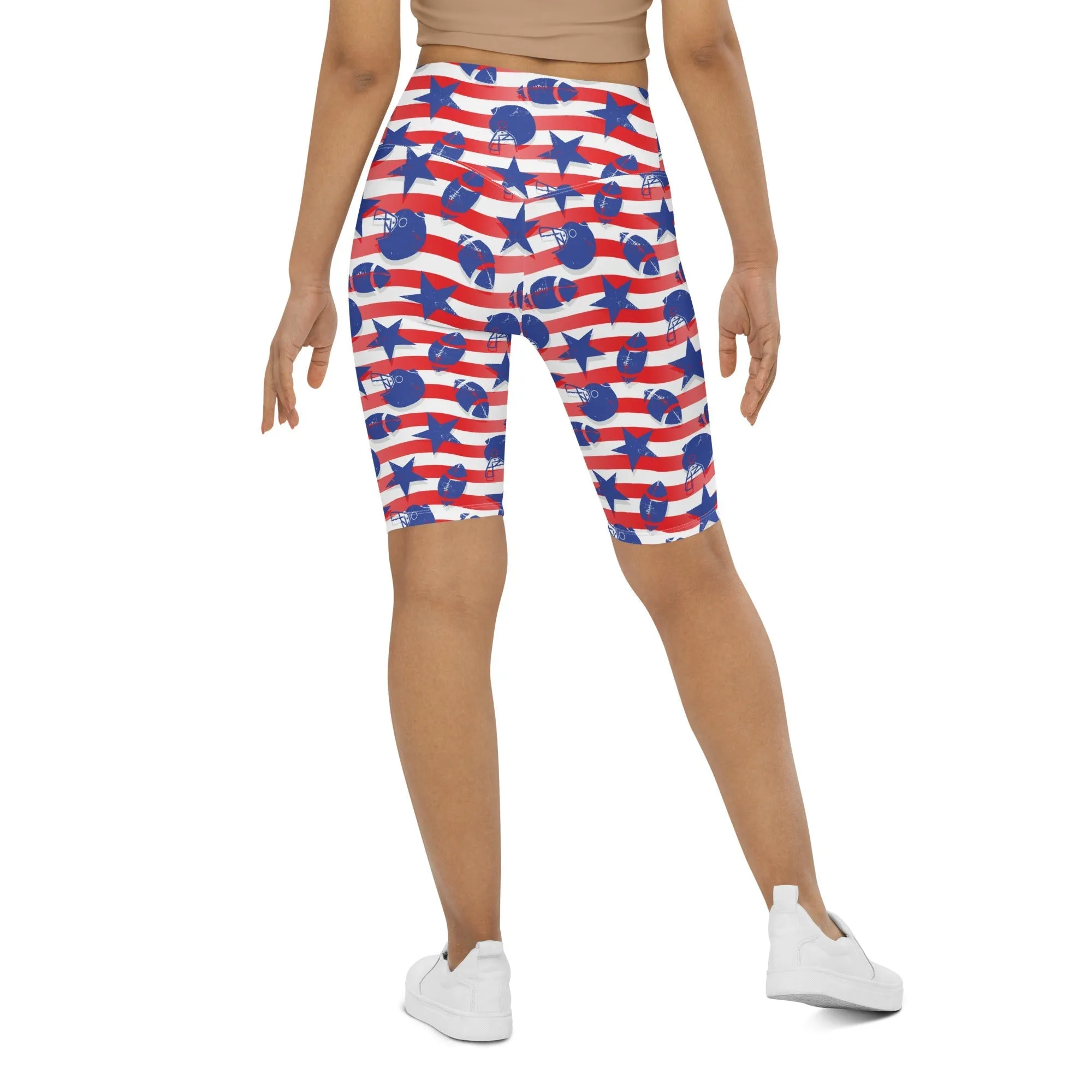 American Football Pattern Biker Shorts