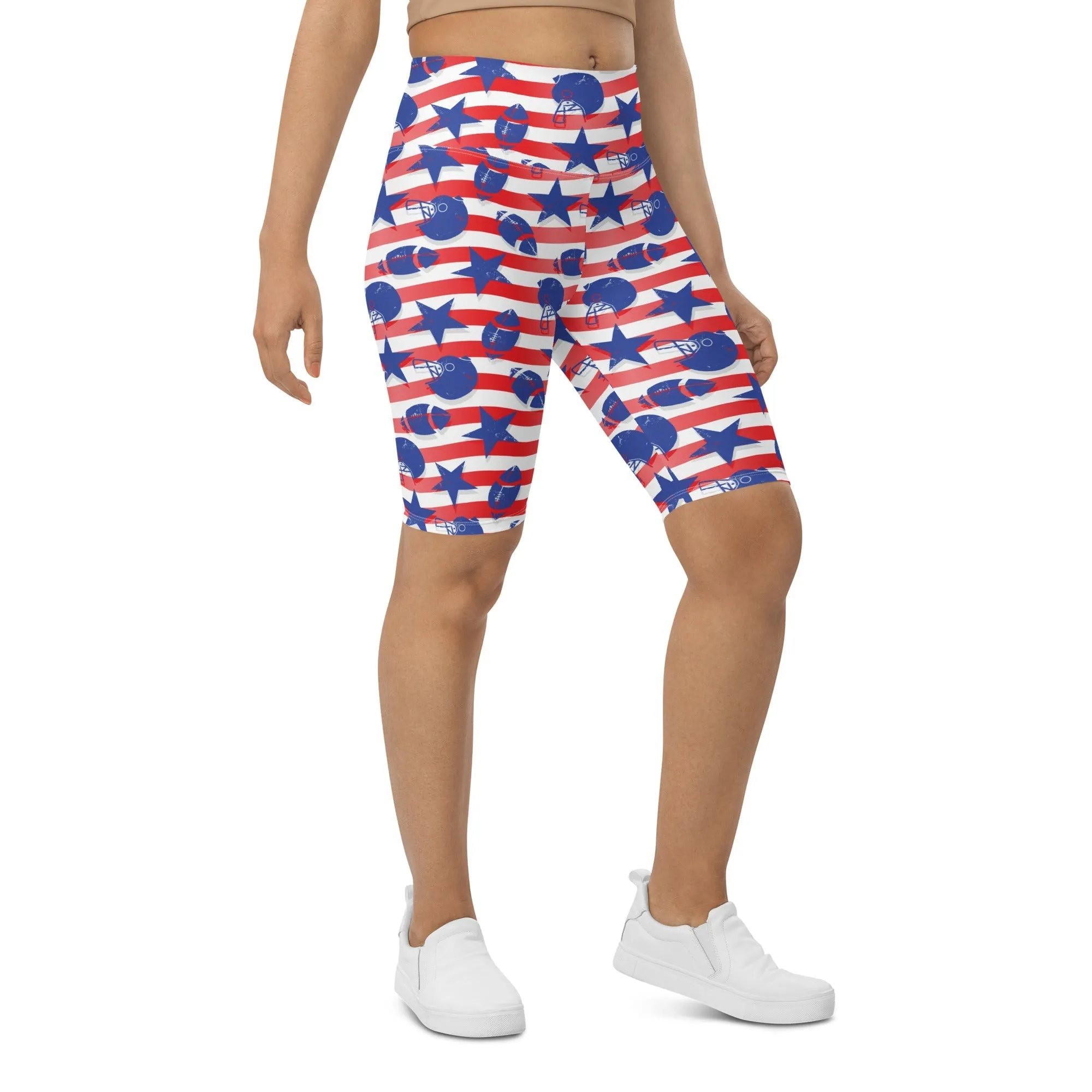 American Football Pattern Biker Shorts