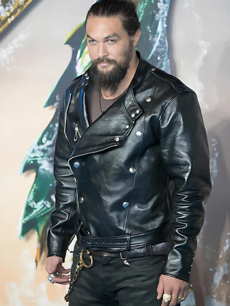 Aquaman Jason Momoa Biker Black Leather Jacket