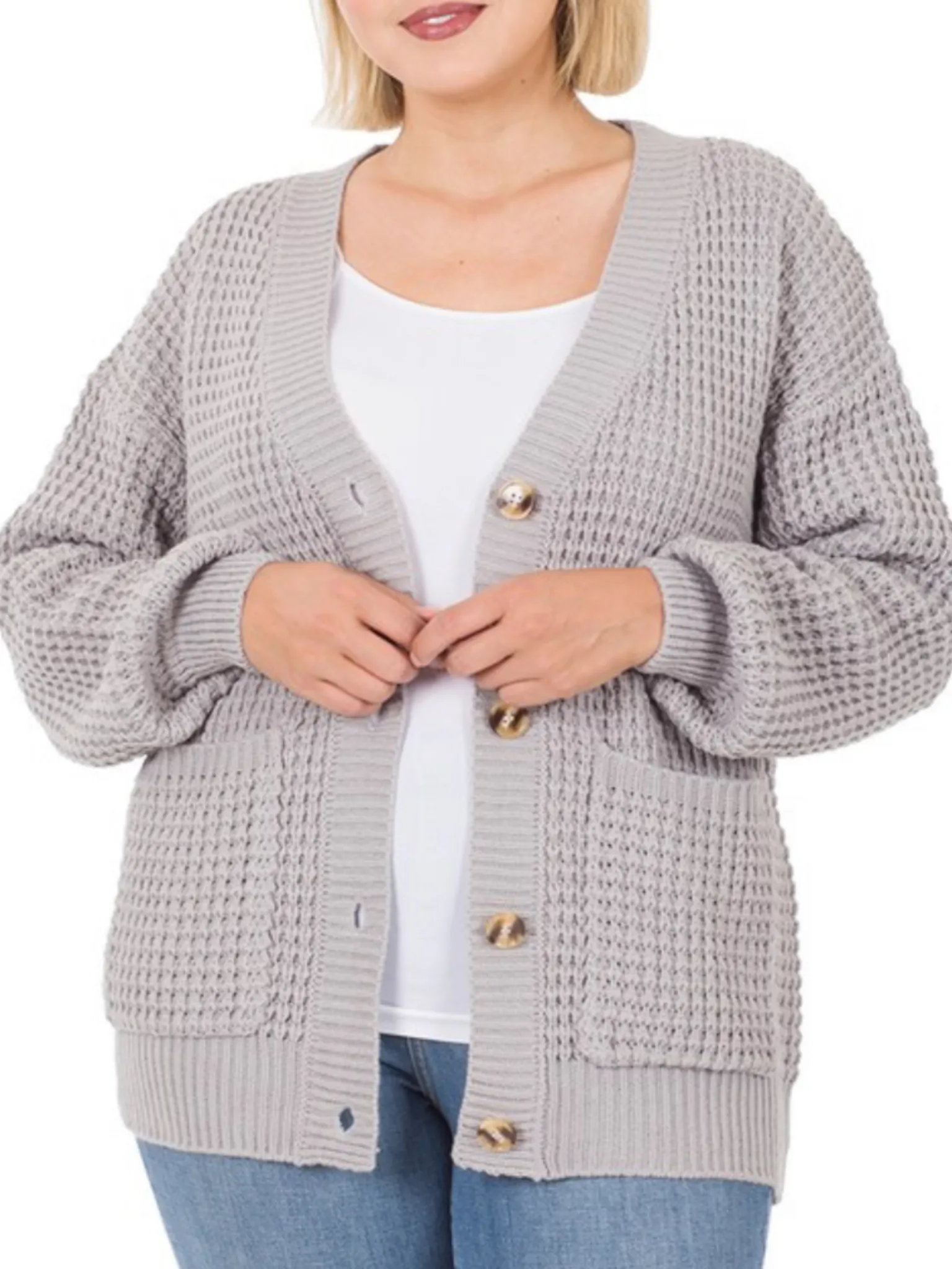 Avery Button Cardigan - Lavender Grey