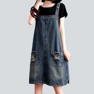 Baggy ripped jeans overall shorts for ladies