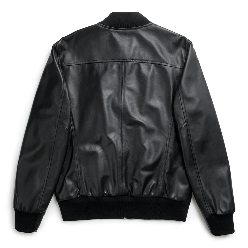 BLACK ELK BOMBER LEATHER JACKET - BLACK