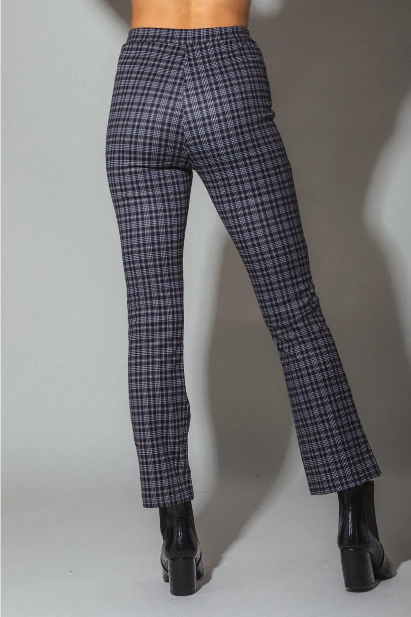 Black Plaid High Waist Cropped Pants