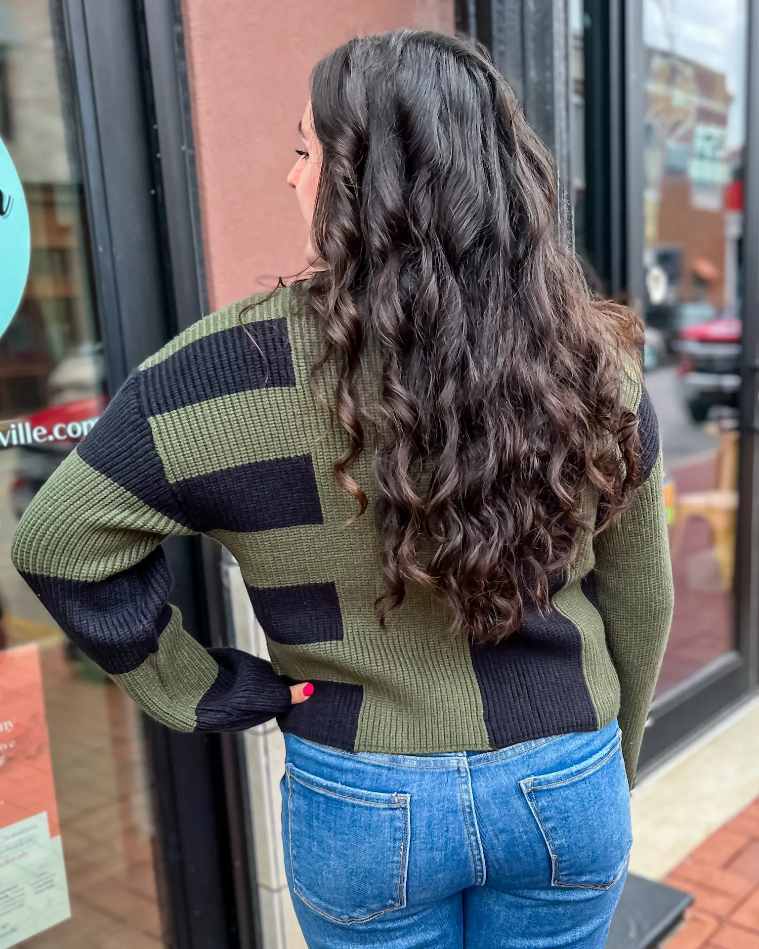 Black/Olive Colorblock Cardigan