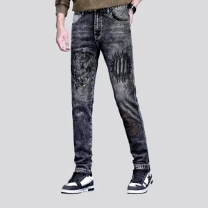 Boho style mid rise vintage men's jeans