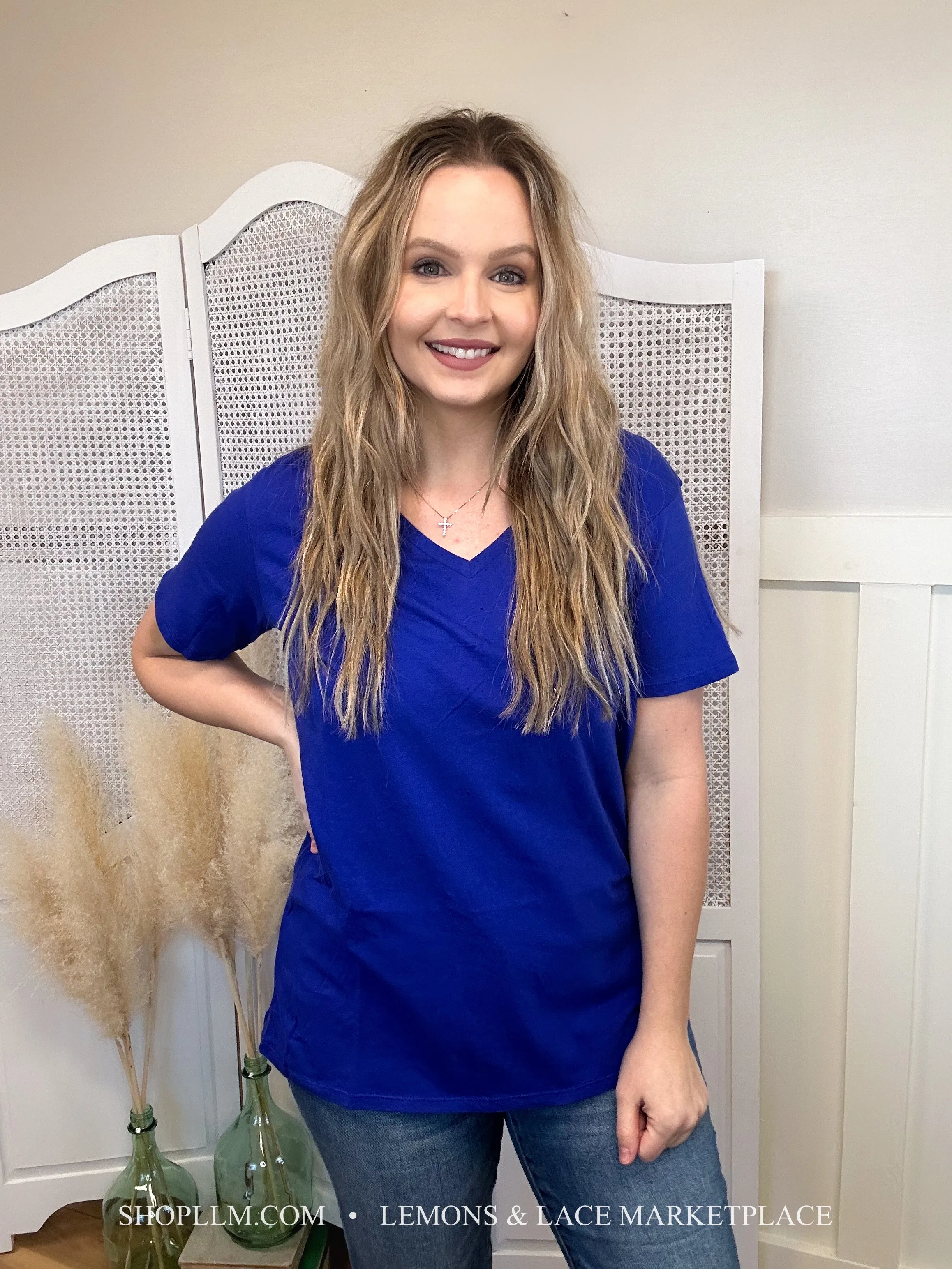 Bright Blue Better Than Basic Boyfriend Tee V-Neck