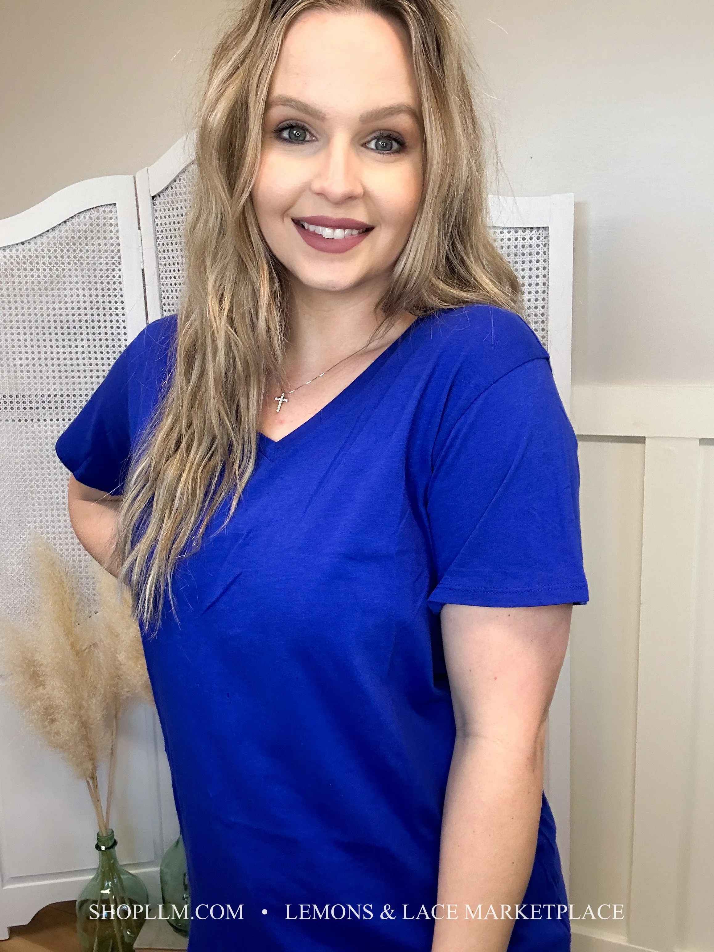 Bright Blue Better Than Basic Boyfriend Tee V-Neck