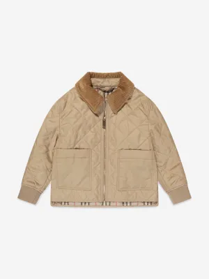 Burberry Girls Otis Quilted Coat in Beige