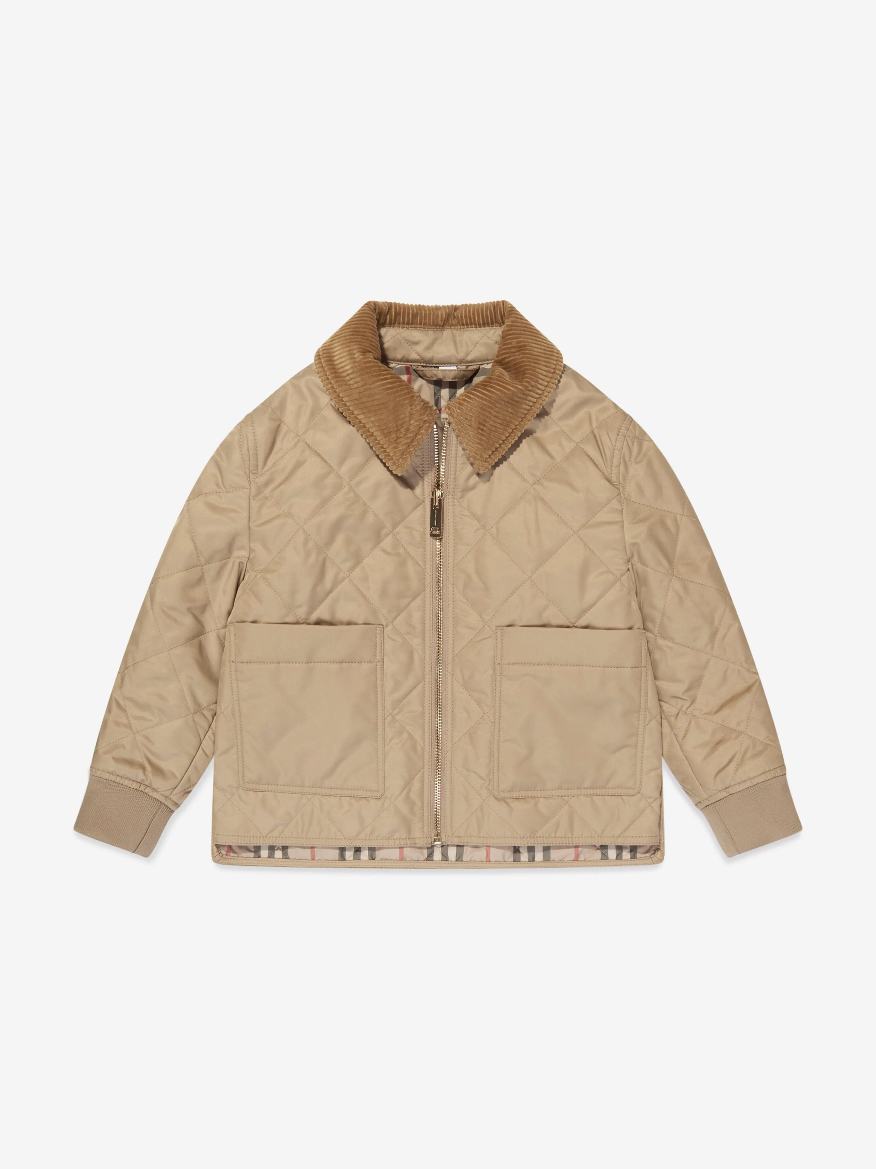 Burberry Girls Otis Quilted Coat in Beige