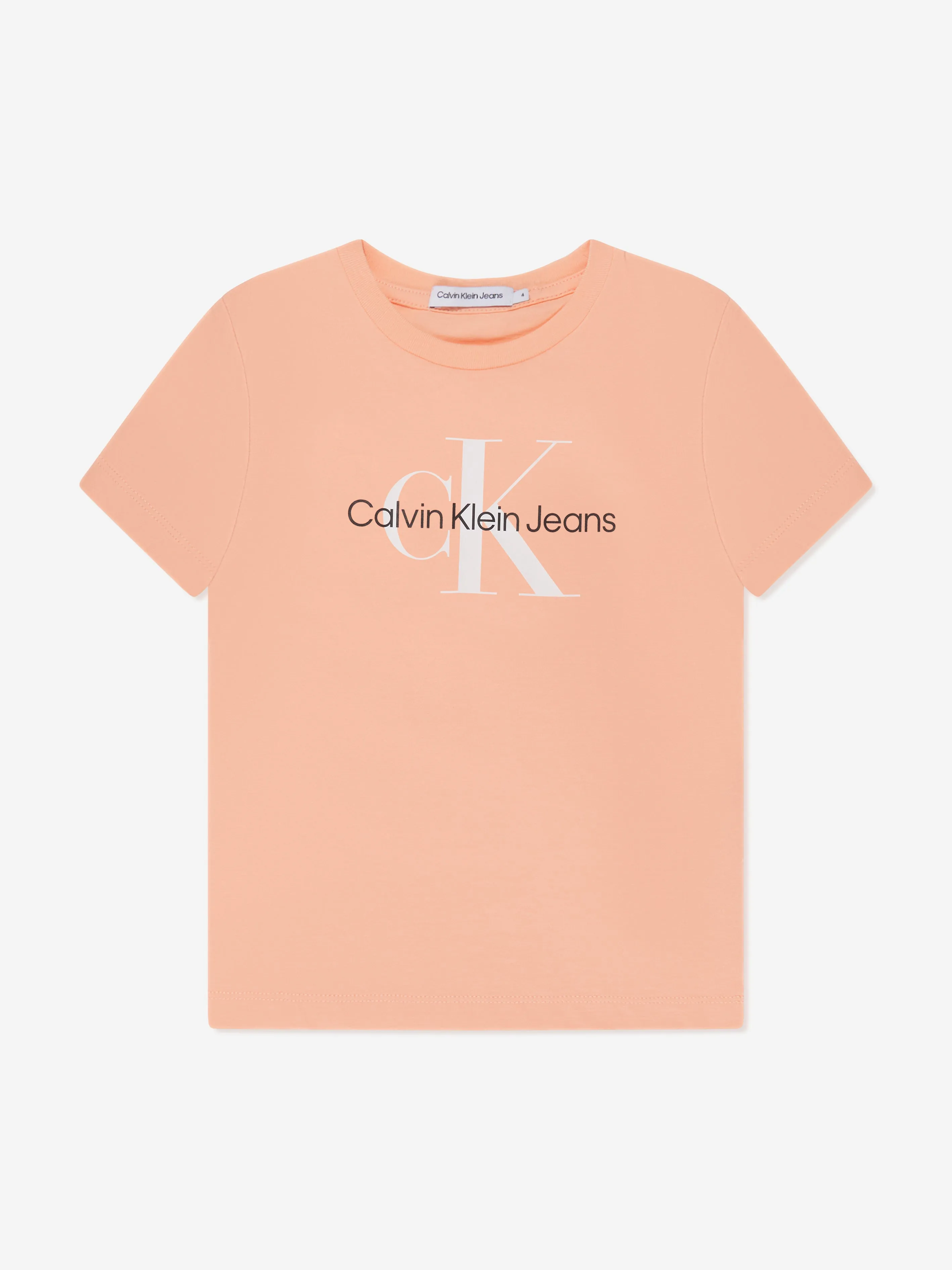 Calvin Klein Kids Monogram Logo T-Shirt in Peach