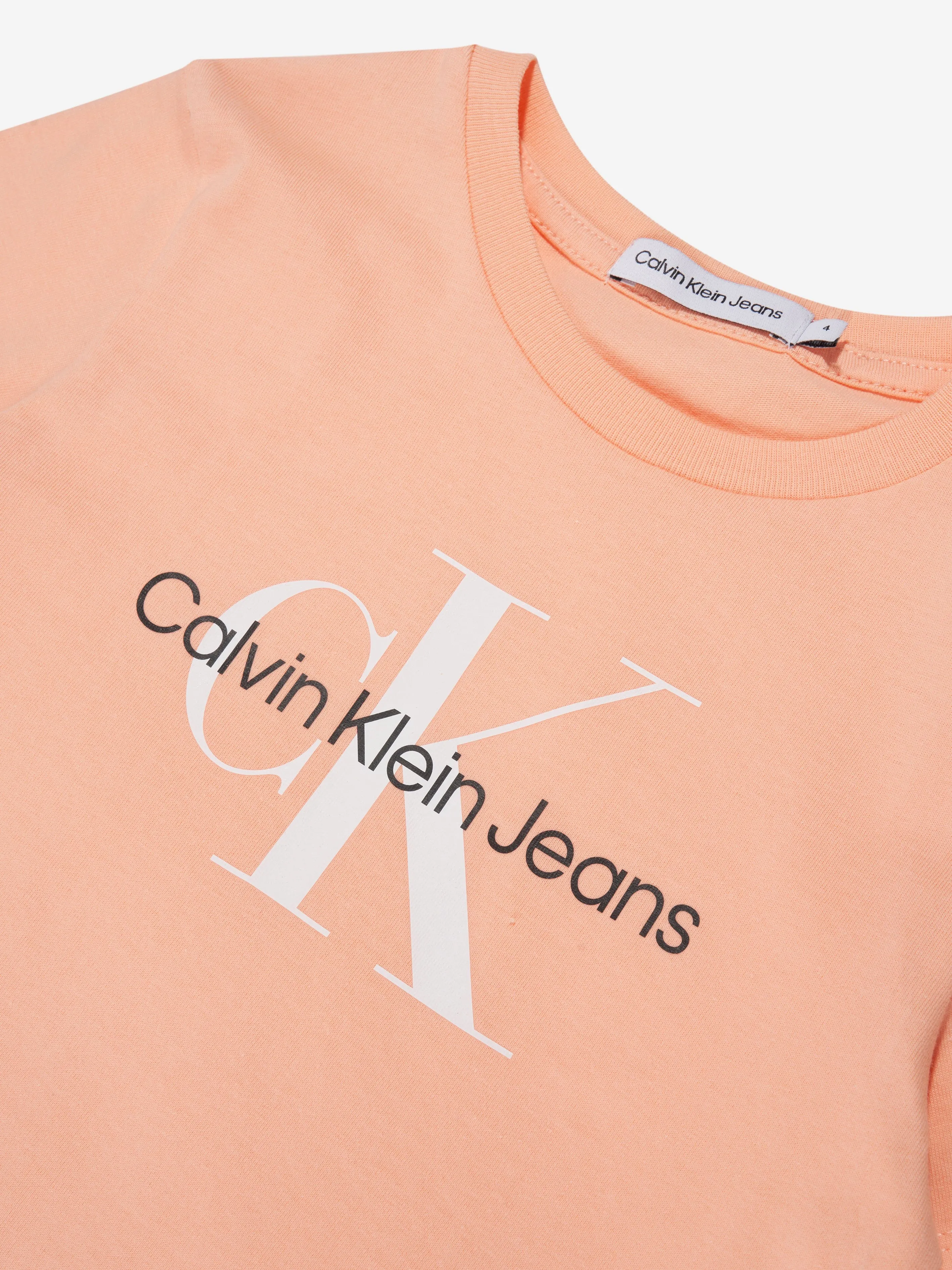 Calvin Klein Kids Monogram Logo T-Shirt in Peach