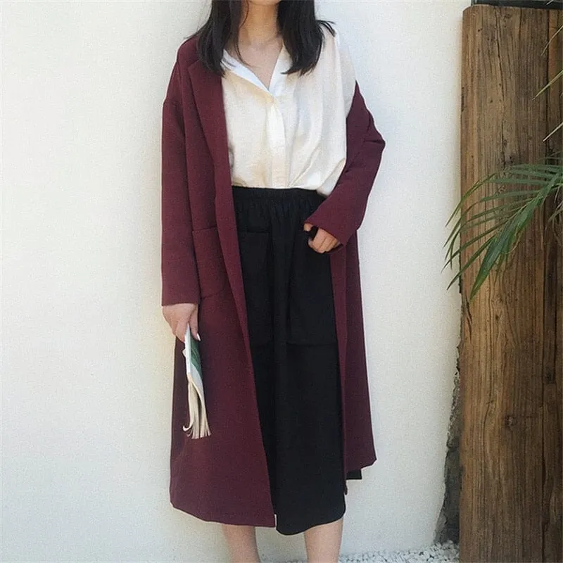 Casual Long Sleeve Trench Coat