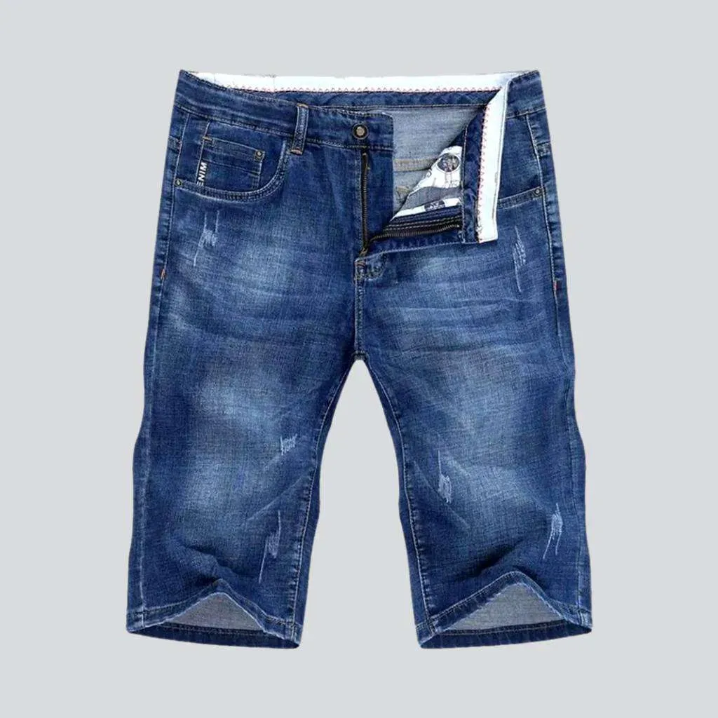 Casual slim men's denim shorts