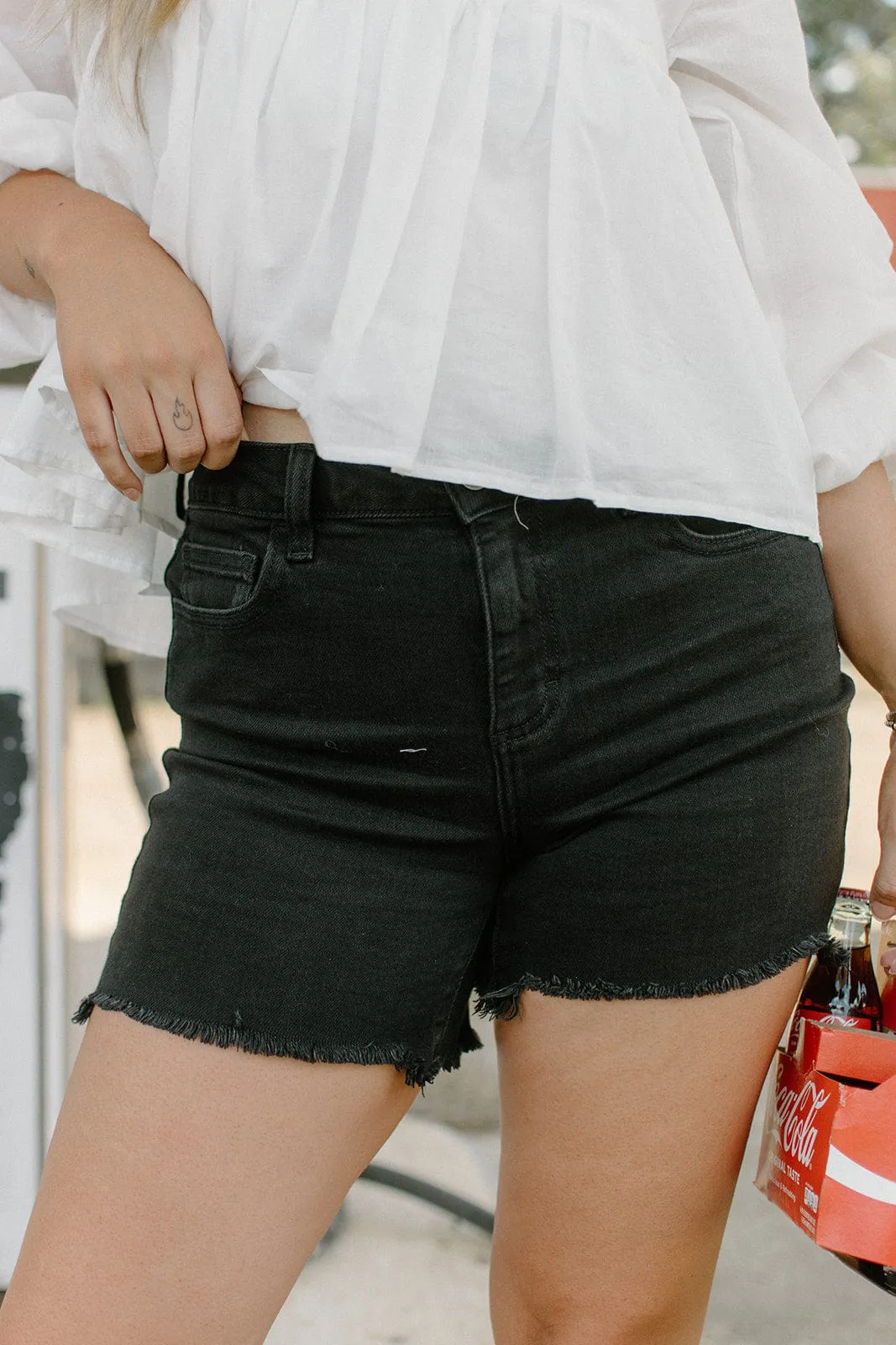 Cello Black Denim Boyfriend Shorts