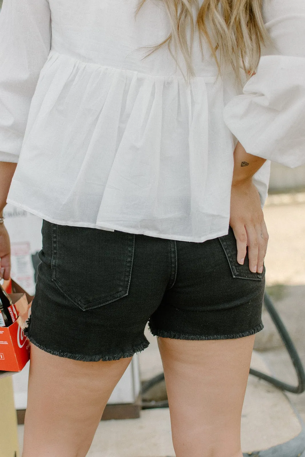 Cello Black Denim Boyfriend Shorts