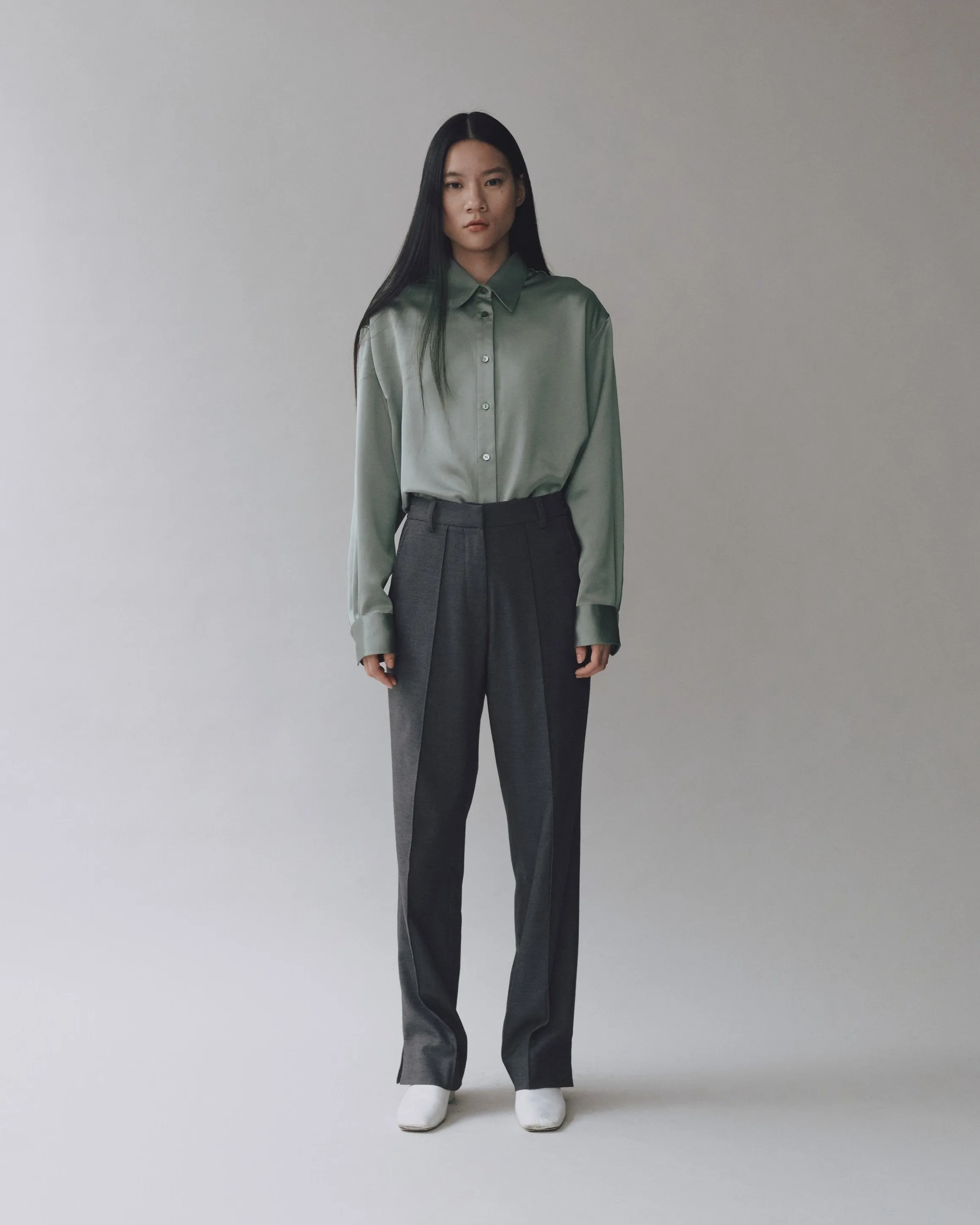 Charcoal Straight Leg Tailored Pants