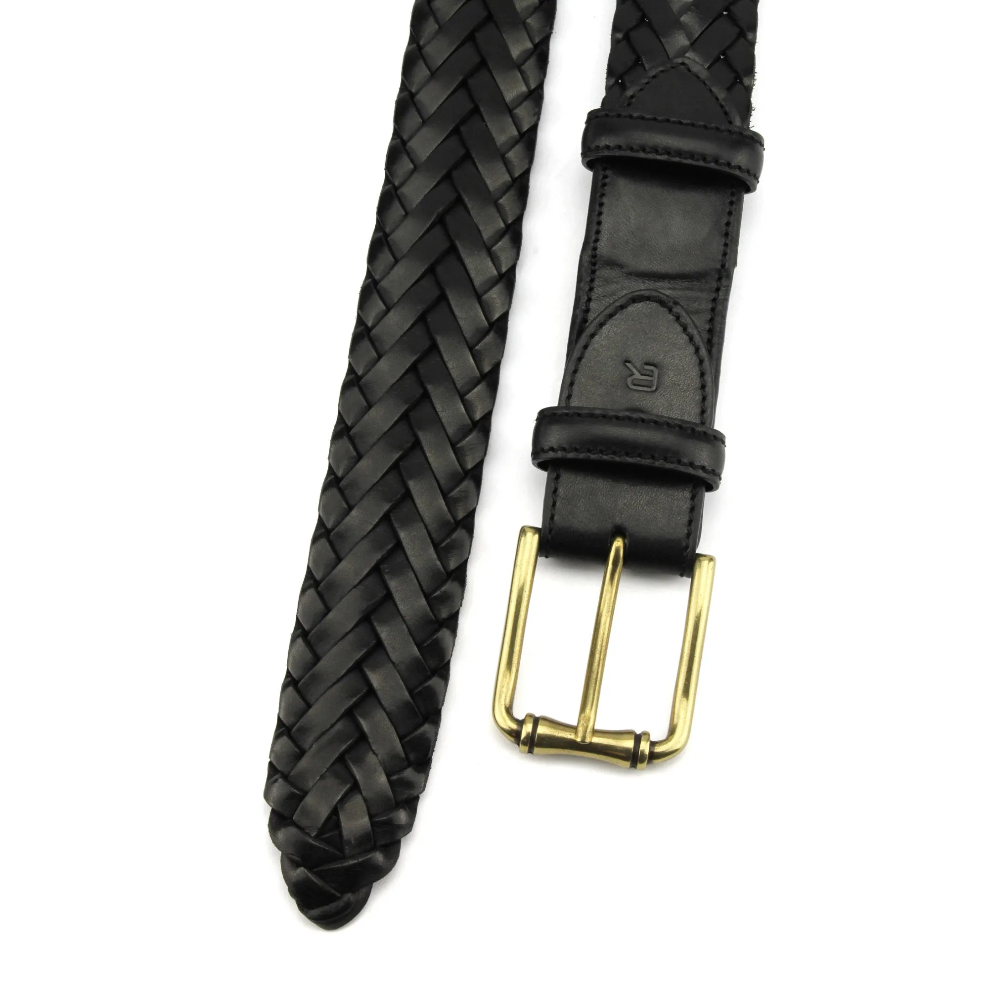 Classic Black Handweave Aged Gold Bamboo Buckle Belt