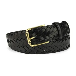 Classic Black Handweave Aged Gold Bamboo Buckle Belt