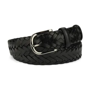 Classic Black Handweave Polished Silver Belt