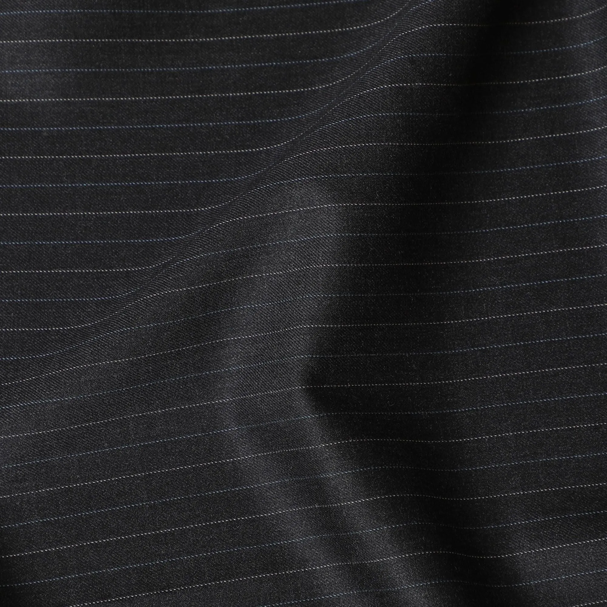 Classic British Pinstripe Wool Suiting Fabric - Black, 150cm Width, 3.5 Mtrs Piece-D17754