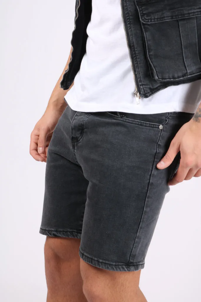 Co-Ord Shorts In Washed Black Denim