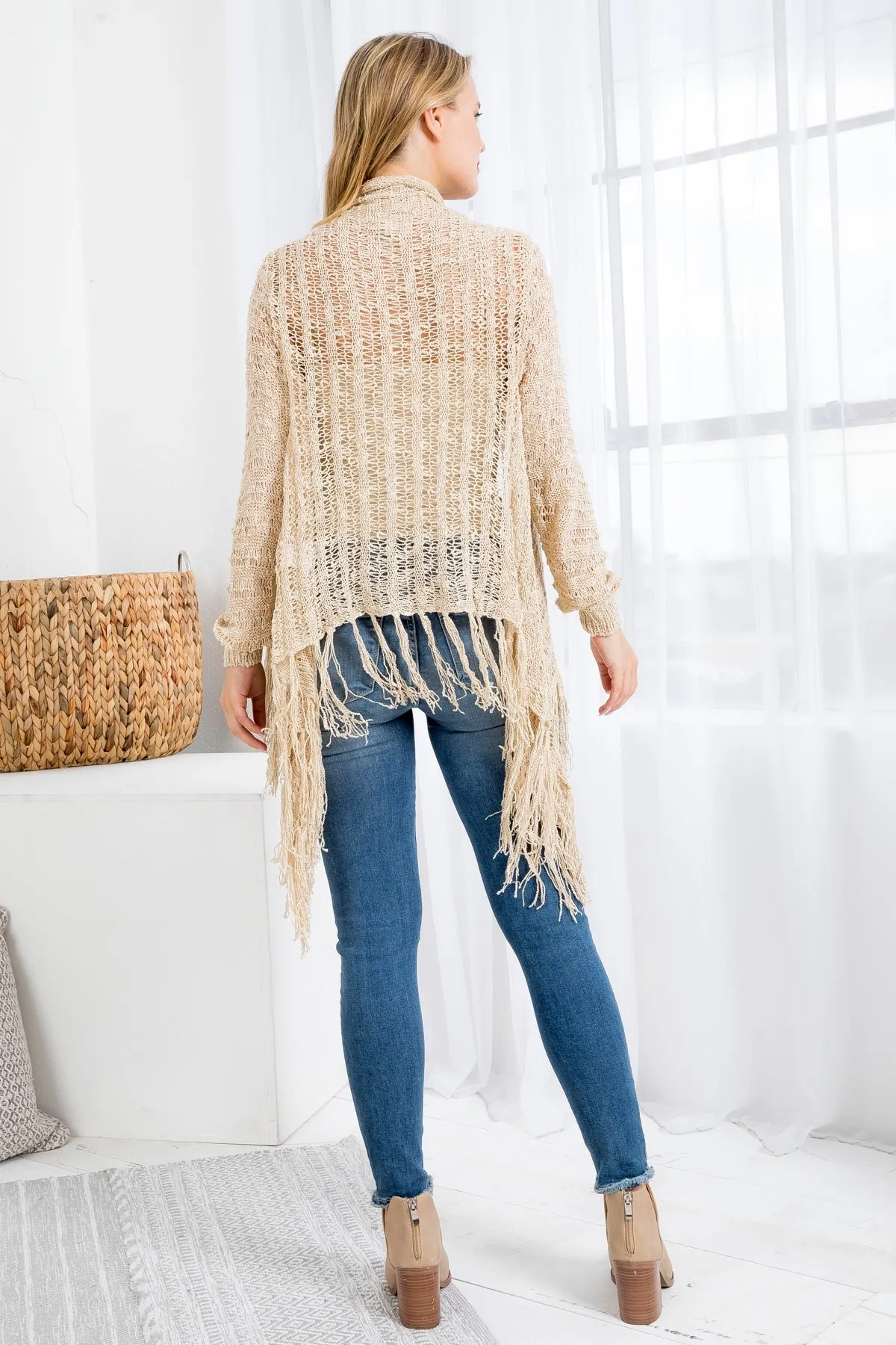 Crocheted long sleeve cardigan