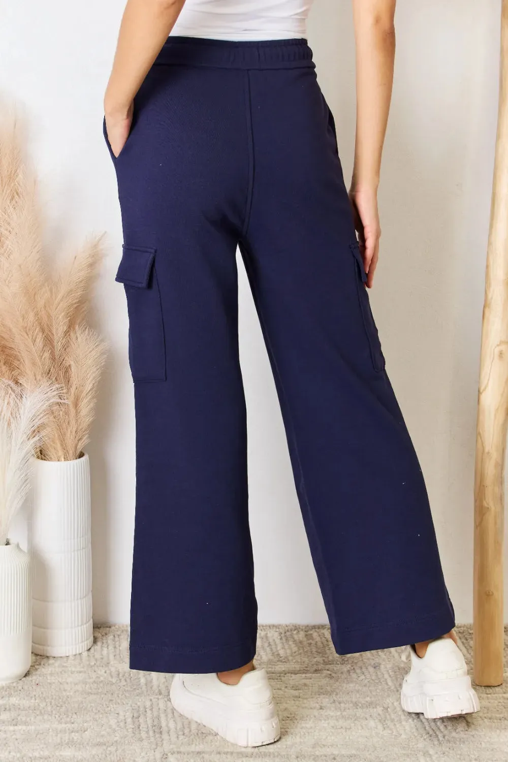 Drawstring Relaxed Cargo Wide Leg Pants