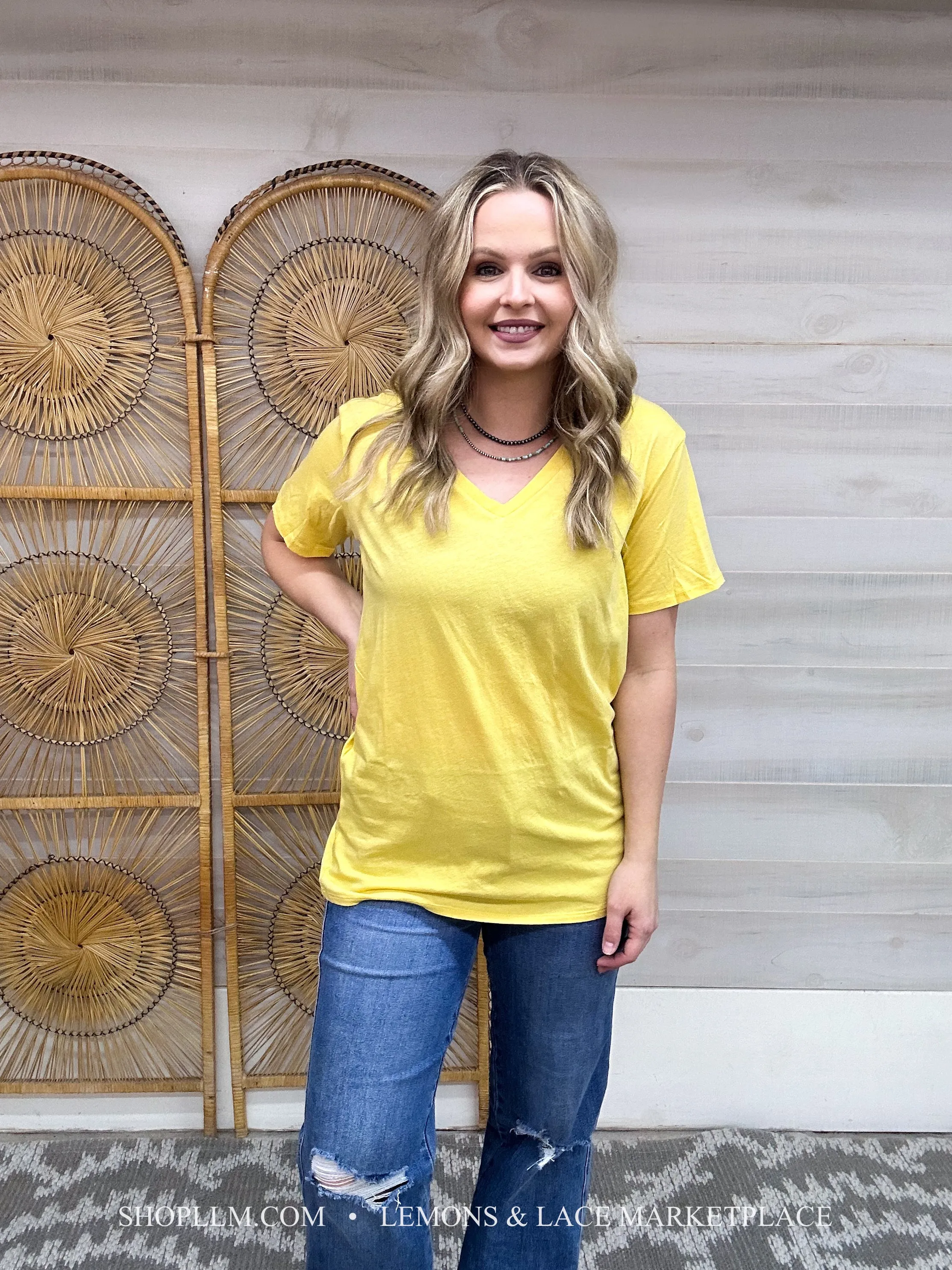 Dusty Banana Better Than Basic Boyfriend Tee V-Neck