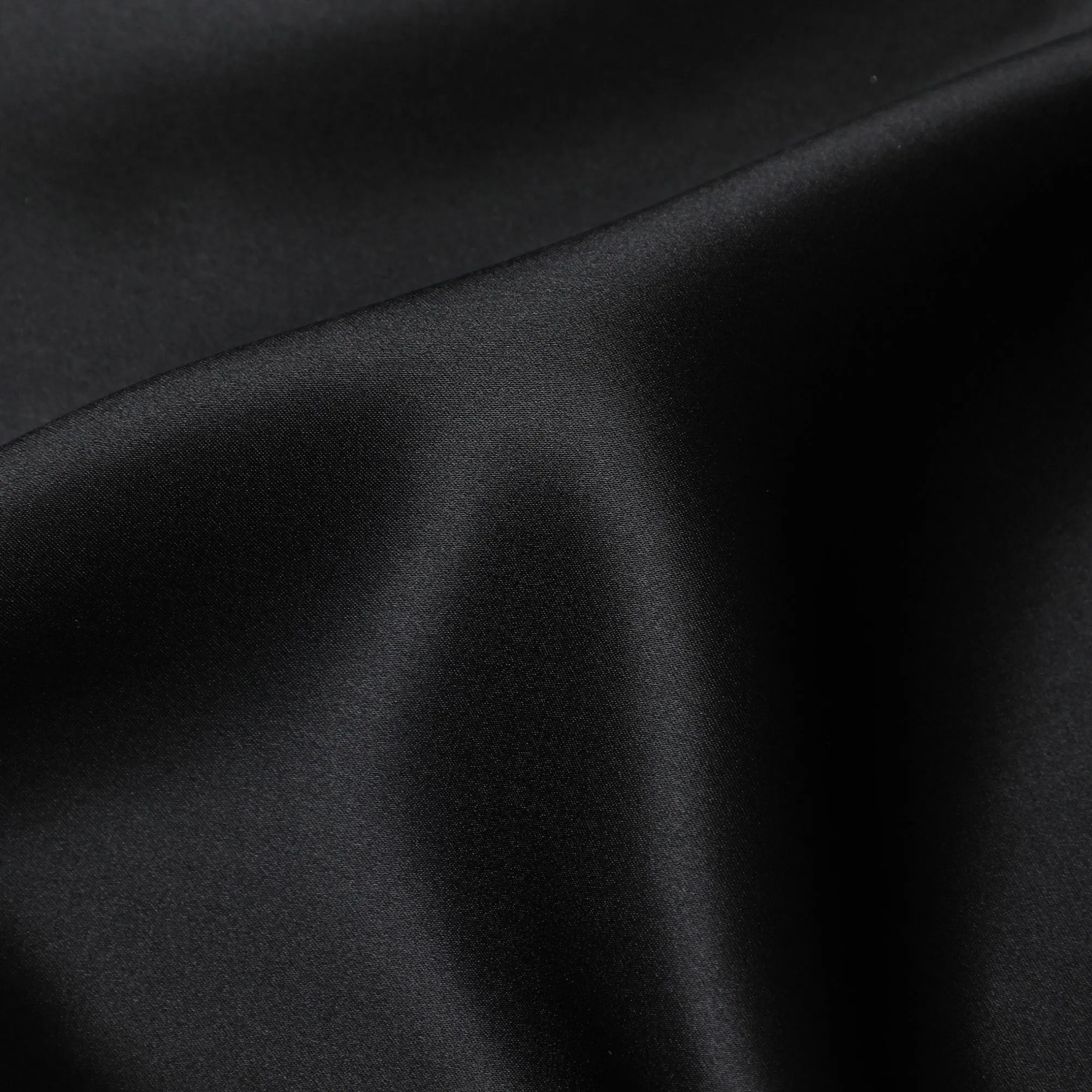 Elegant Black Pure Silk Satin Fabric, 110 cm Width-D20130