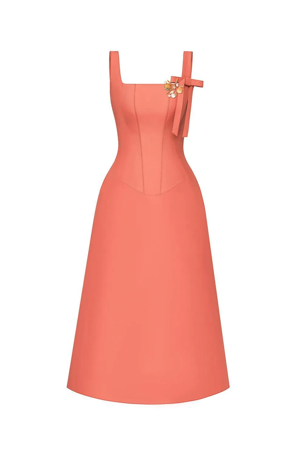 Eleonora A-line Sleeveless Taffeta Midi Dress