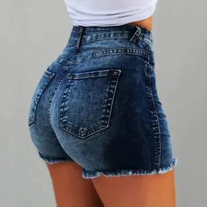 High Waist Distressed Denim Shorts