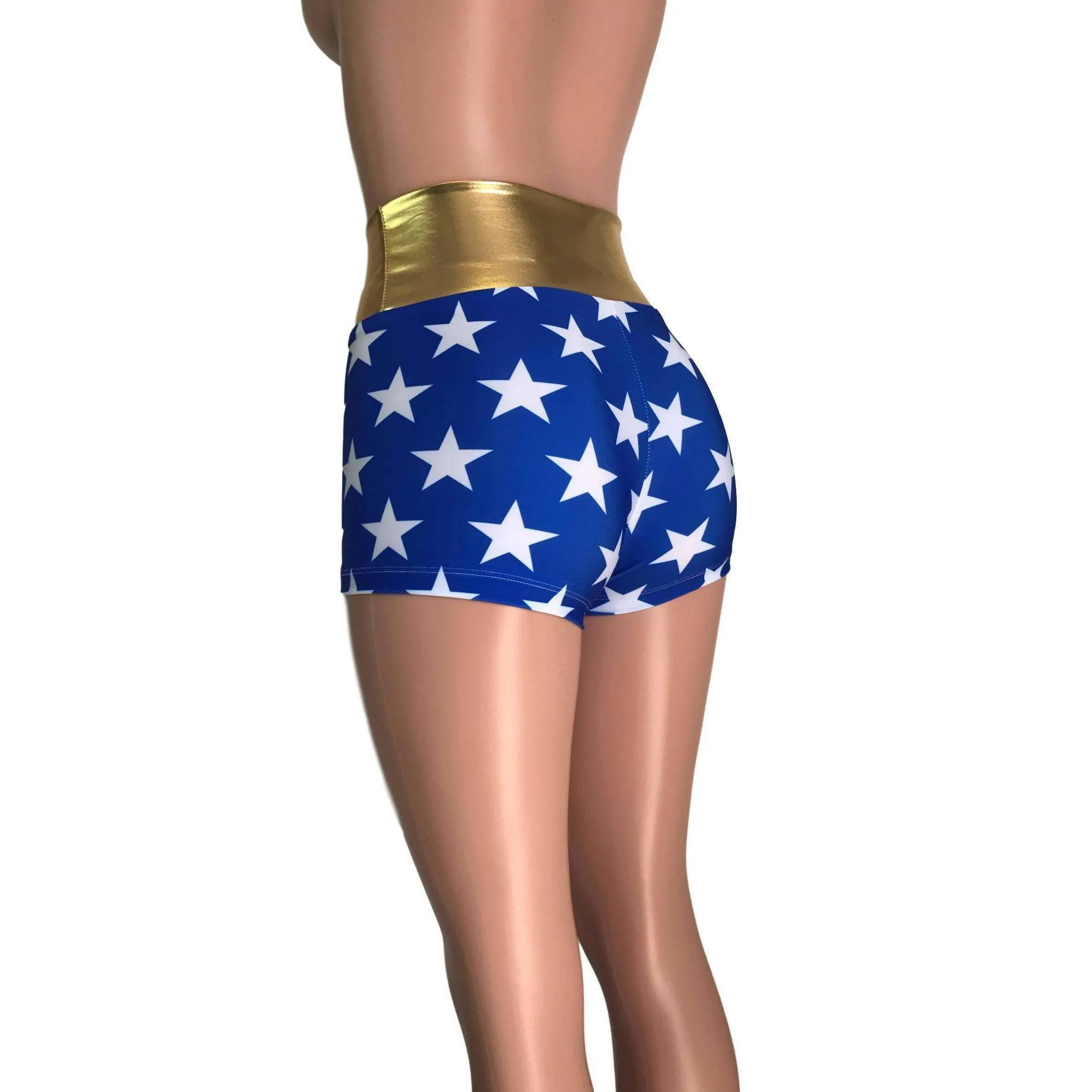 High Waisted Booty Shorts - Wonder Woman Inspired