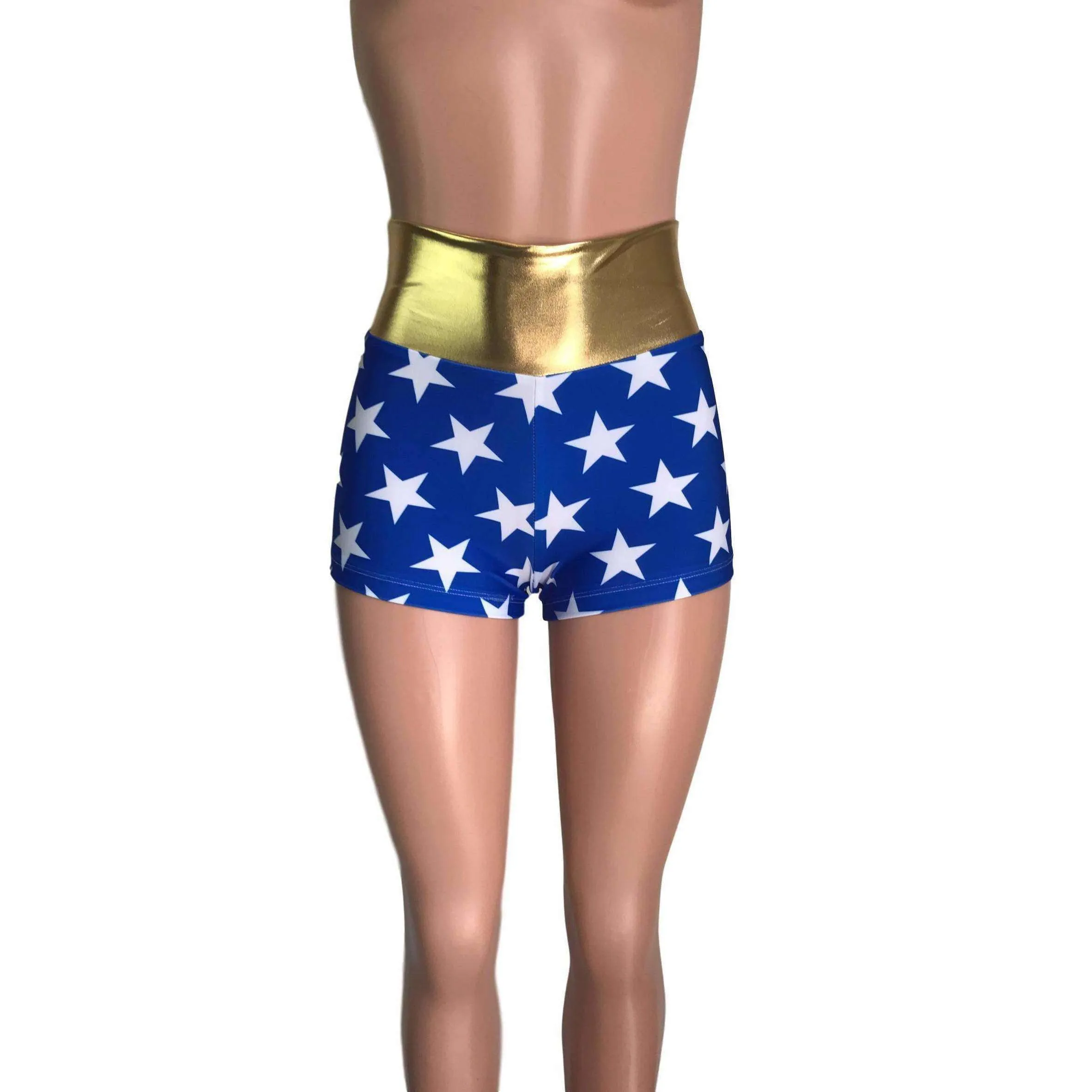 High Waisted Booty Shorts - Wonder Woman Inspired