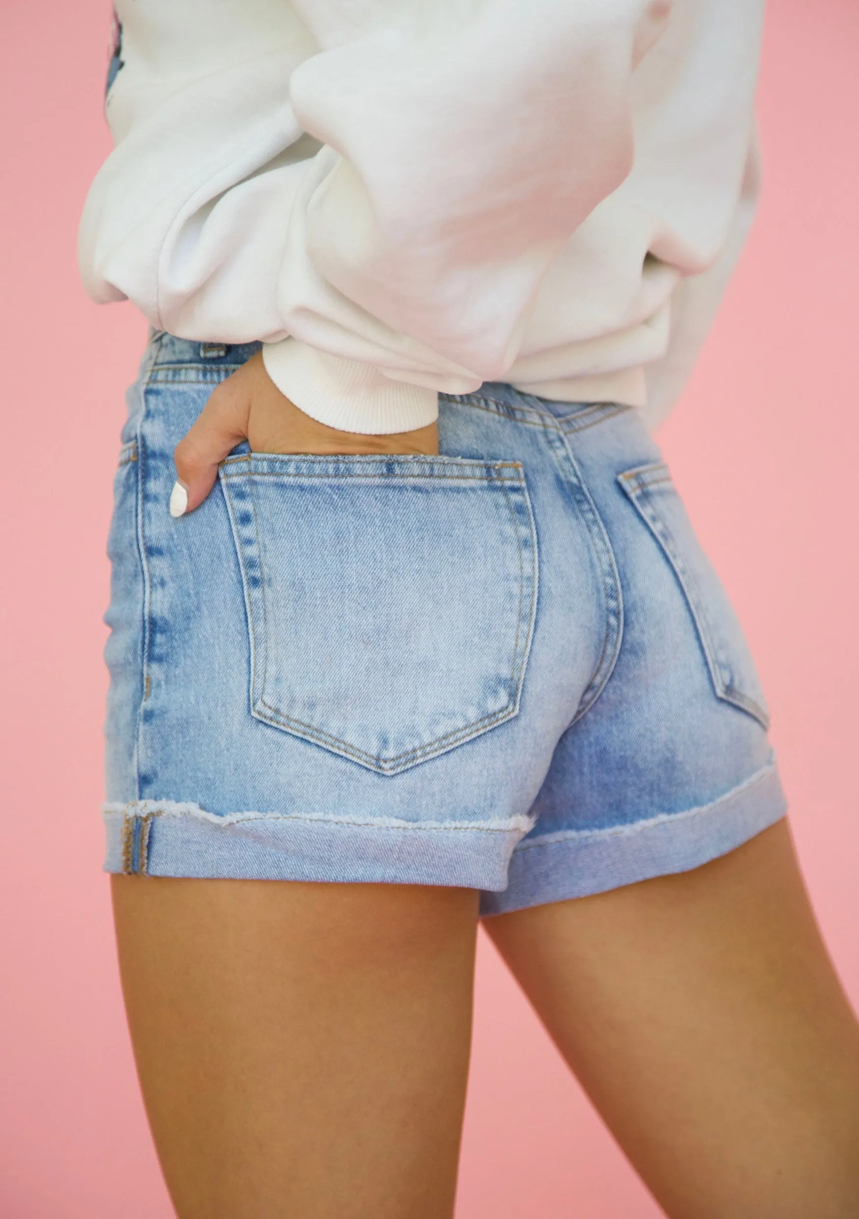 Highway High Rise Cuffed Denim Shorts