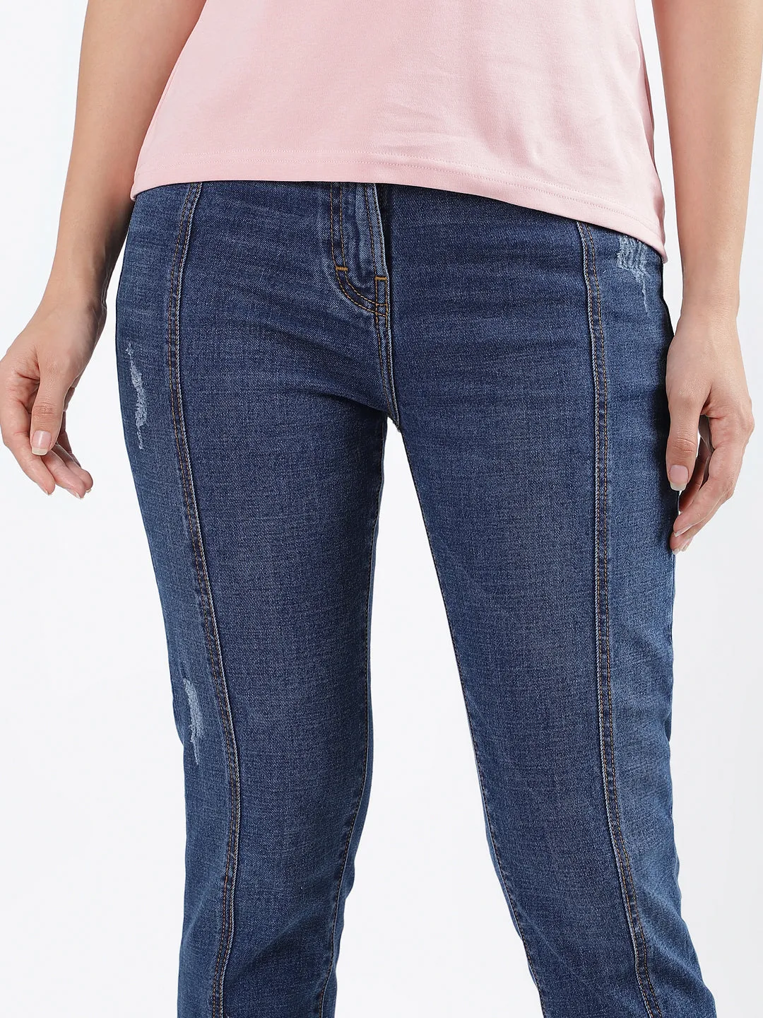 Iconic Women Blue Faded Slim Fit Jeans