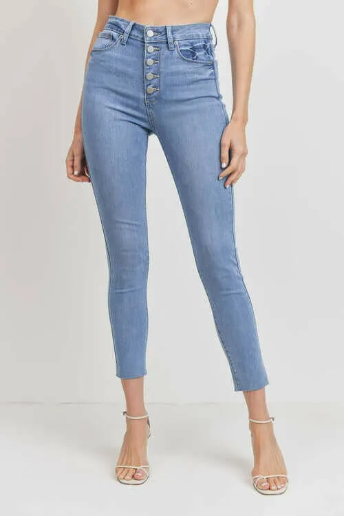 JUST USA HIGH WAISTED BUTTON FLY SKINNY