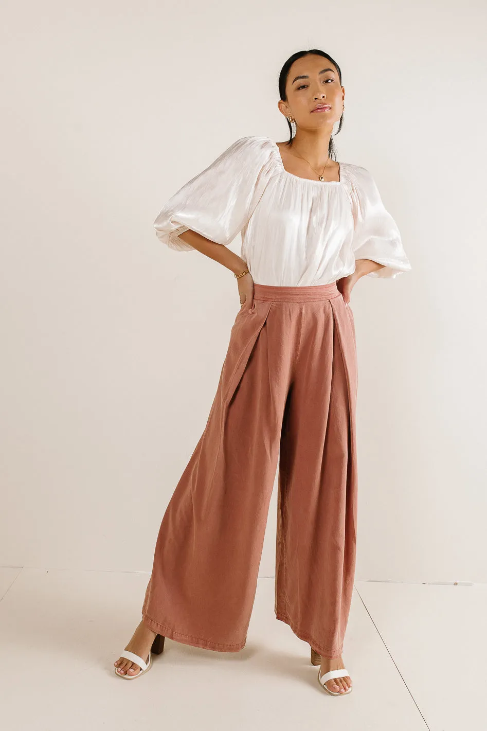 Katie Wide Leg Pants in Brick - FINAL SALE