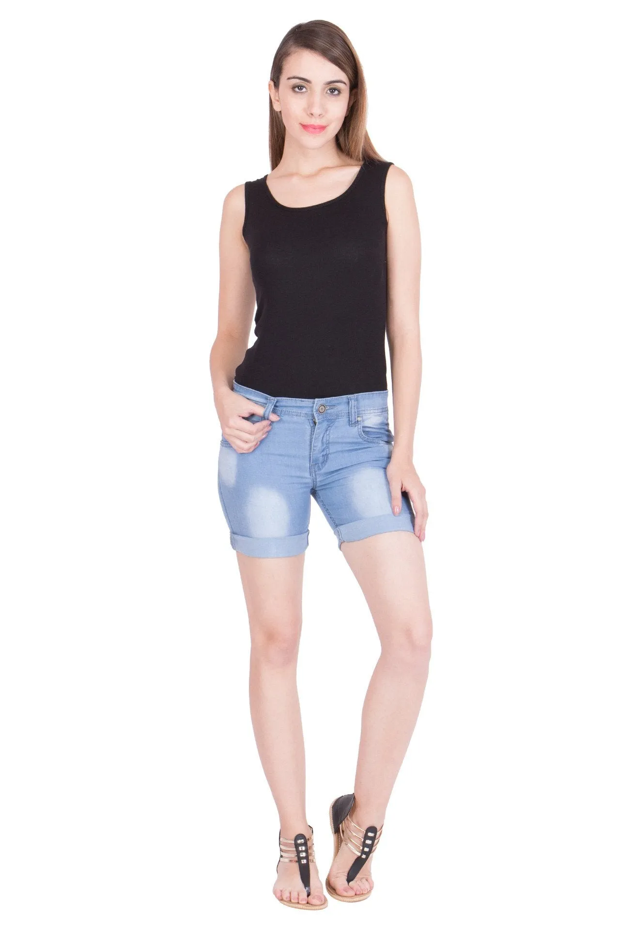 Kopyneko Women's Denim Blue Shorts