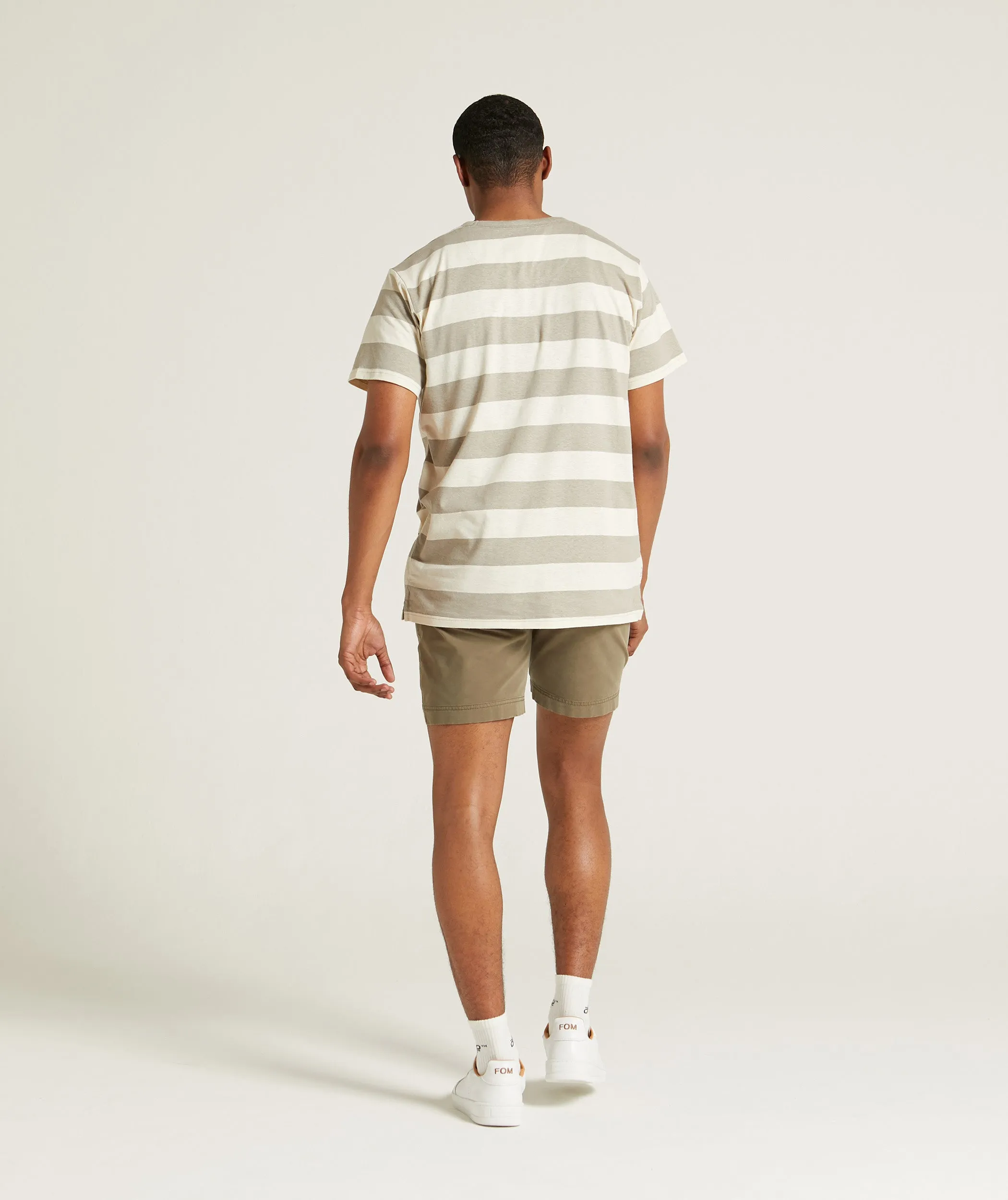 Mens Hemp Blend Slim Fit Tee - Neutral Stripe