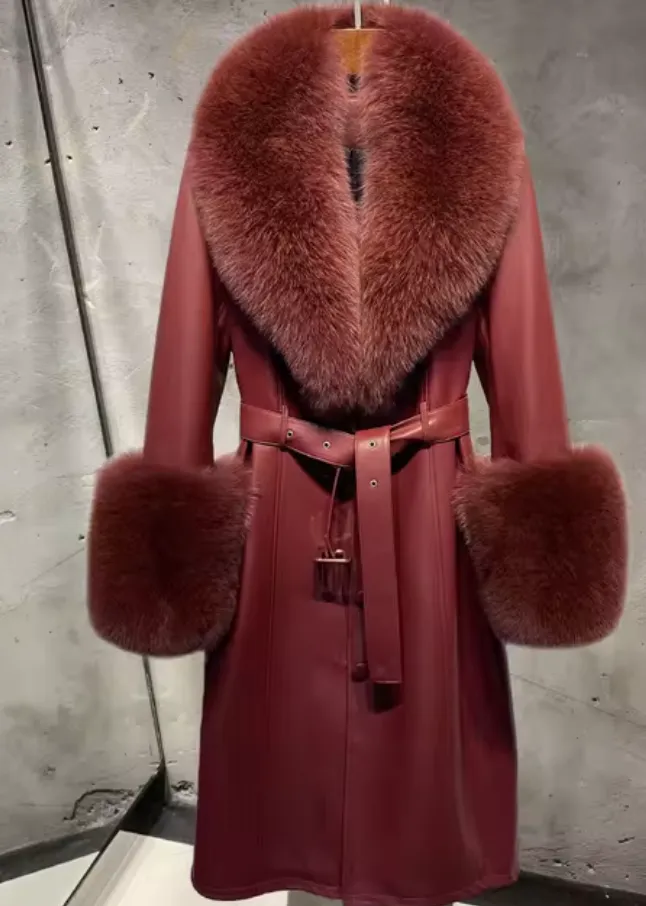 “Michigan” Leather and Fur Trench Coat