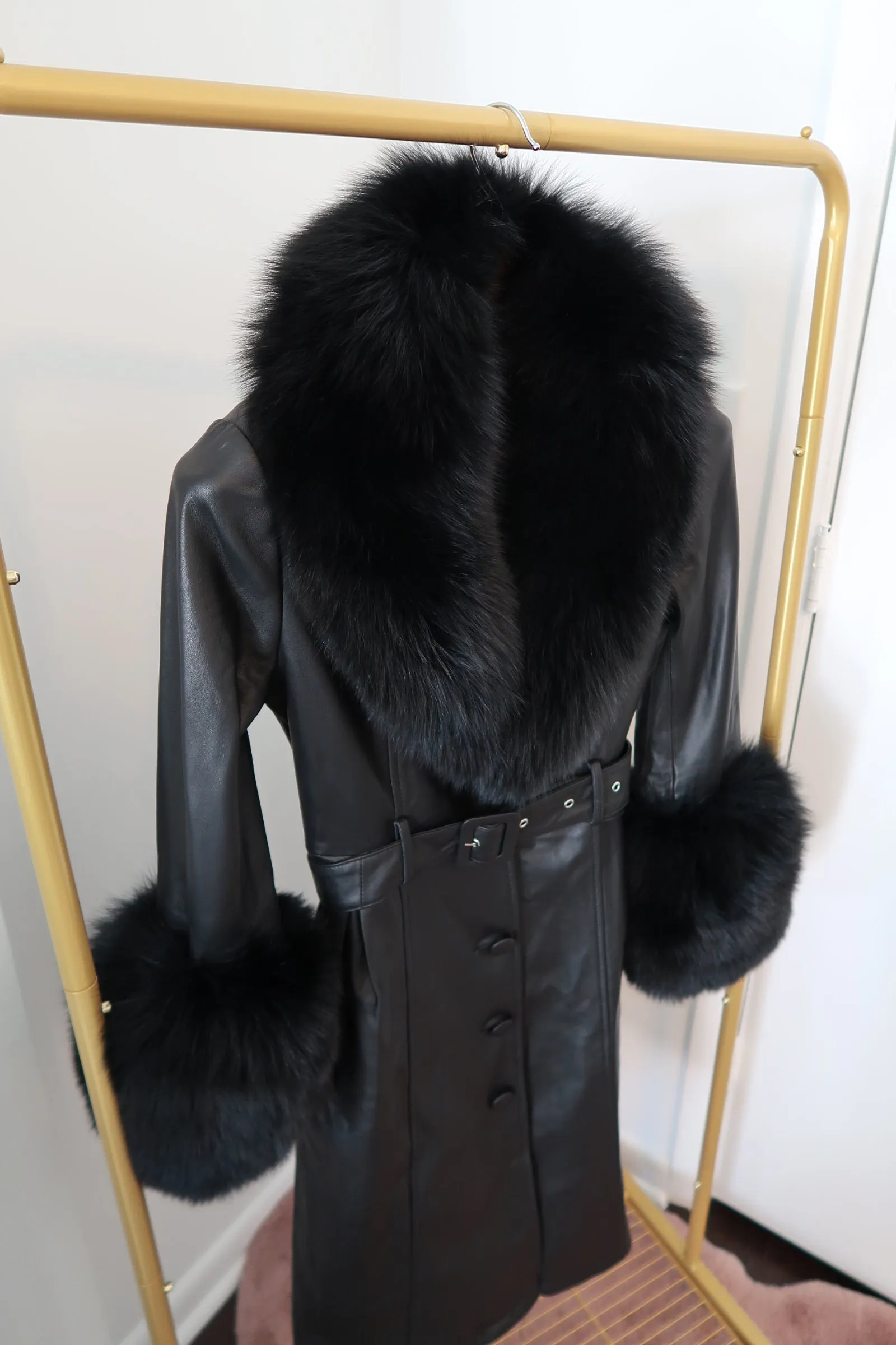 “Michigan” Leather and Fur Trench Coat