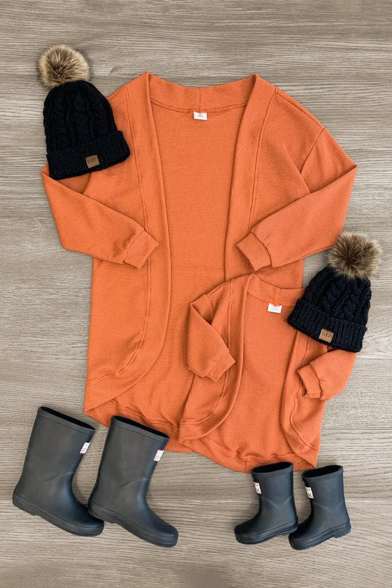 Mom & Me - Rust Orange Cardigan