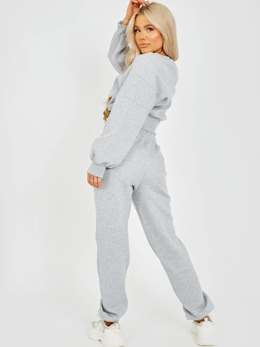 Oversized Seam Detail Fleece Co-Ord GREY