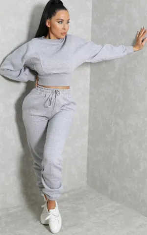 Oversized Seam Detail Fleece Co-Ord GREY