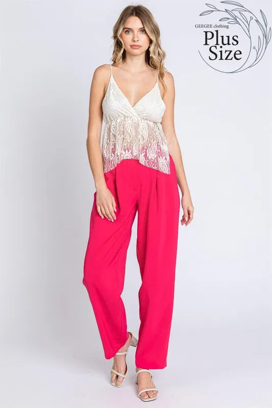 Plus High-Waisted Pleated Slacks