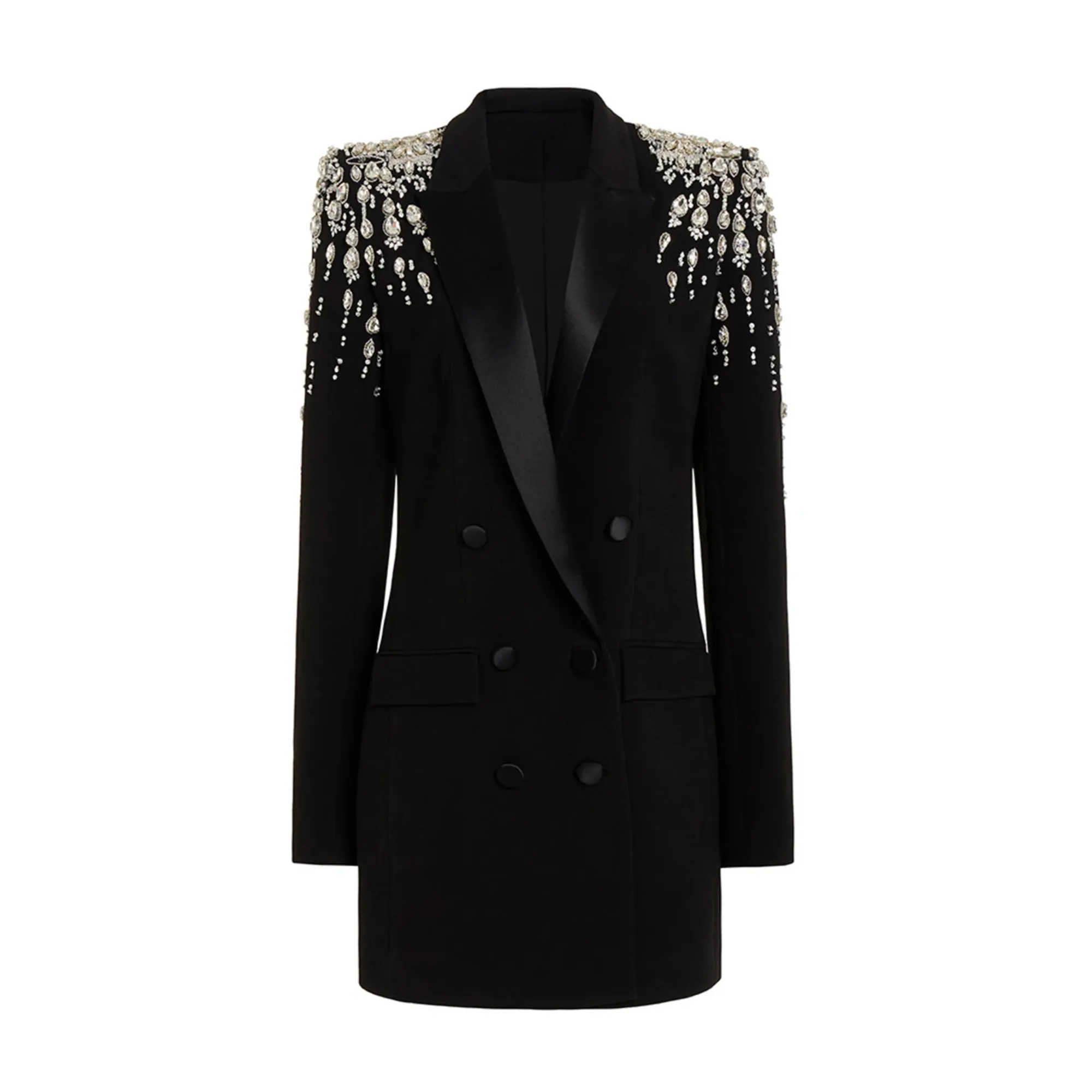 Pre Order:  Beaded Rhinestones Double-Breasted Blazer