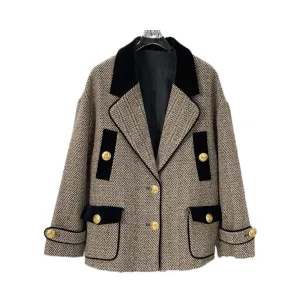 Pre Order:  Gold Buttons Wool Blazer